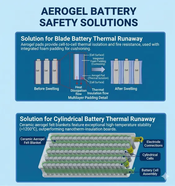 Fireproof ceramic aerogel sheet for battery thermal runaway protection