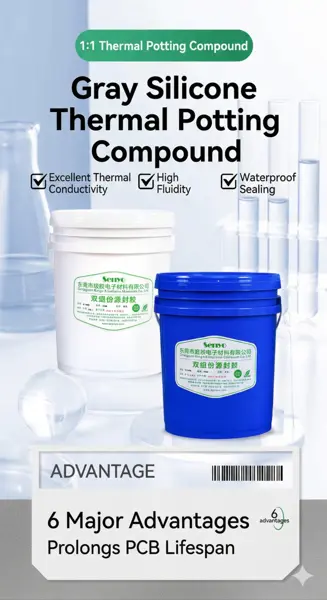 Waterproof silicone thermal potting compound for electronic component protection