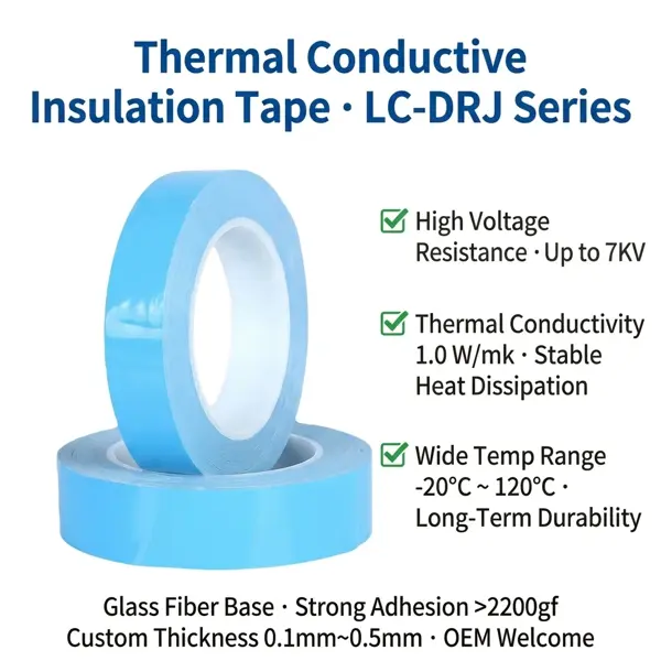 1.0 W/m·K thermally conductive double sided tape with fiberglass carrier for battery cell heat dissipation